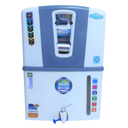 E.F.M Cloud-09 12 L RO+UV+UF+TDS+MINERAL+ALK+COPPER  RO Water Purifier (White::Grey)