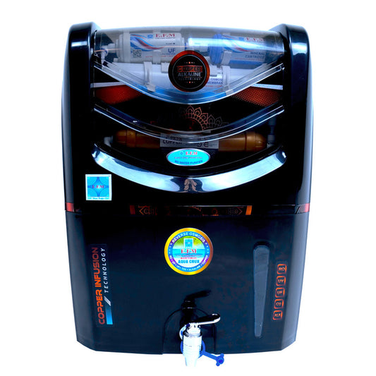 E.F.M Dark Crux 15 L RO+UV+UF+TDS+MINERAL+ALK+COPPER  RO Water Purifier (Black)