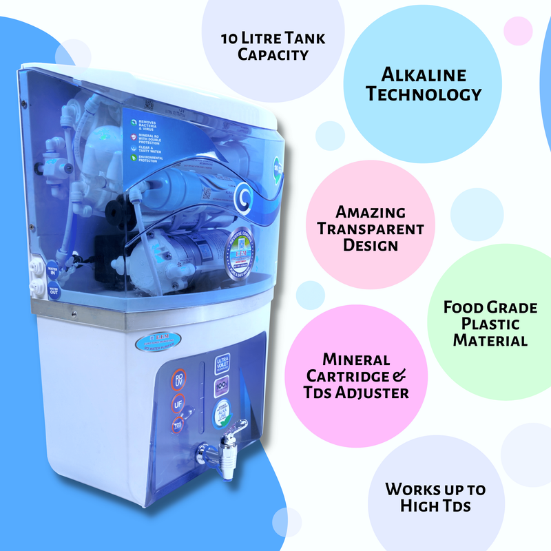 E.F.M Ocean 10 L RO+UV+UF+TDS+MINERAL+ALK+COPPER  RO Water Purifier (Blue::White)